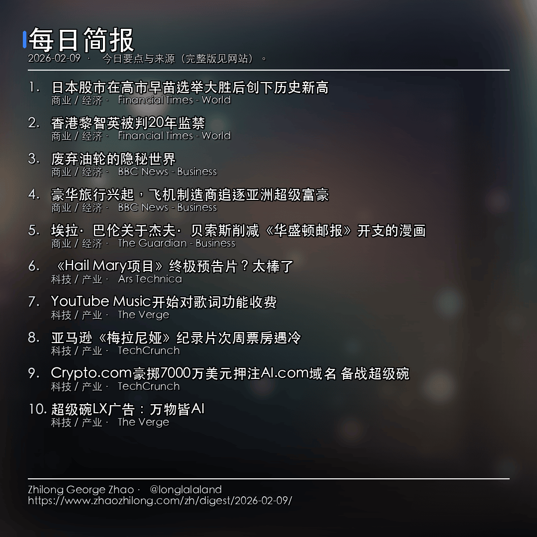 每日简报 2026-02-09 卡片