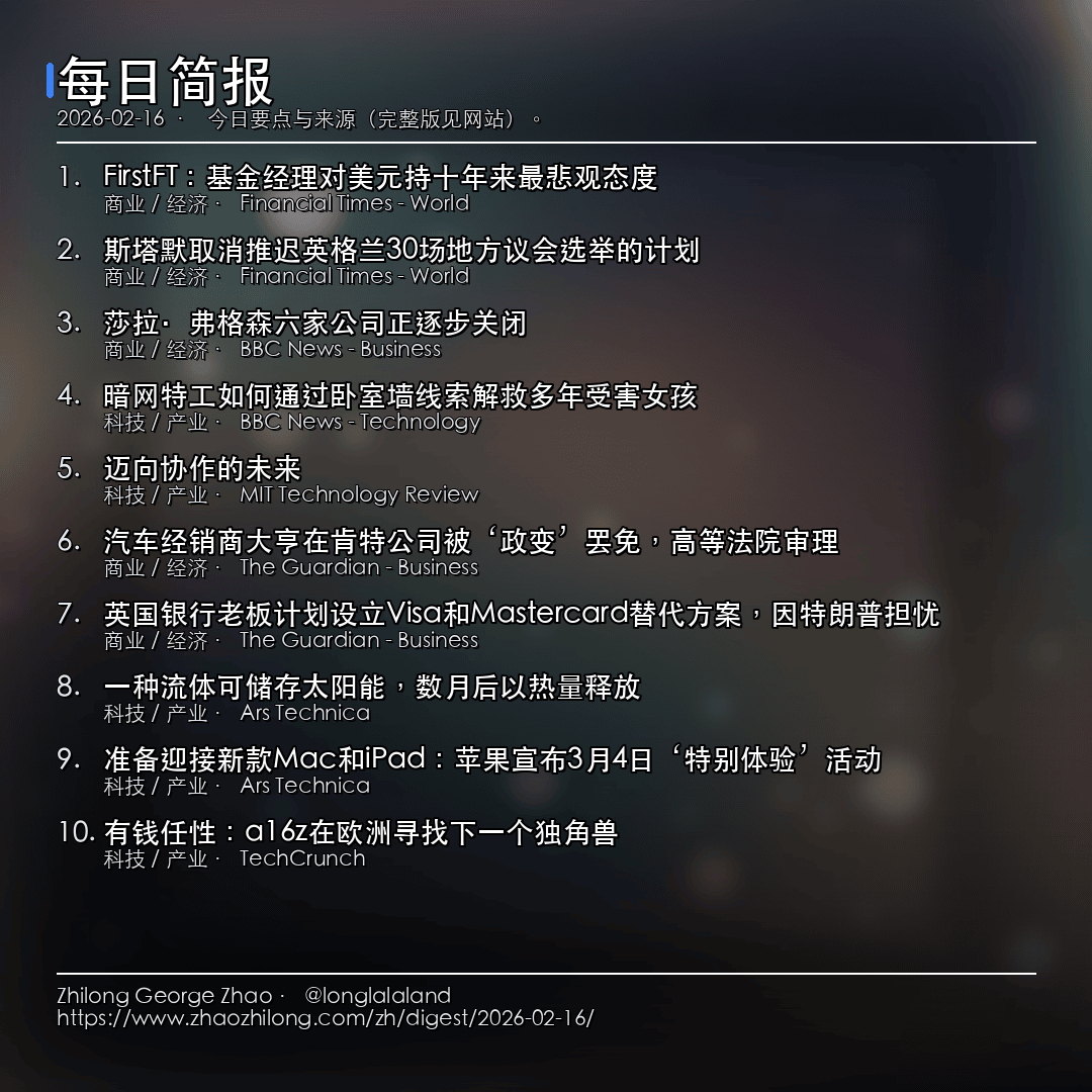 每日简报 - 2026-02-16 — 新闻