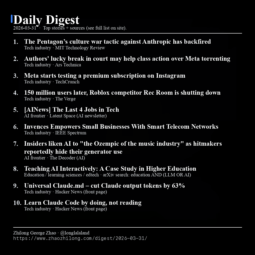 Daily Digest - 2026-03-31 — News