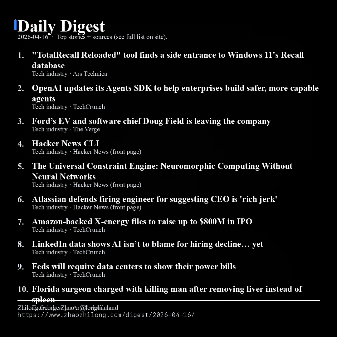 Daily Digest - 2026-04-16 — News