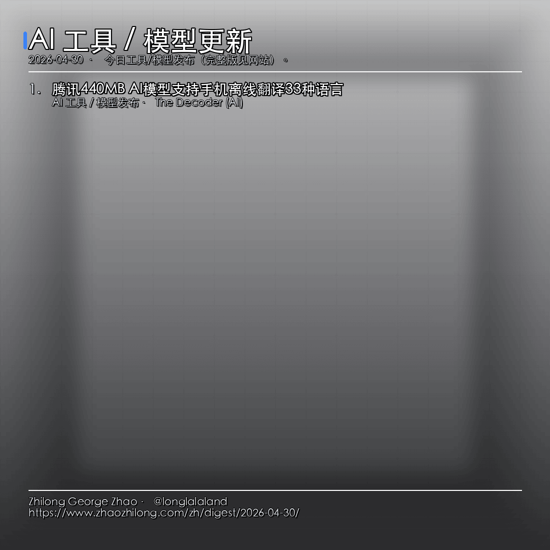 每日简报 - 2026-04-30 — AI 工具