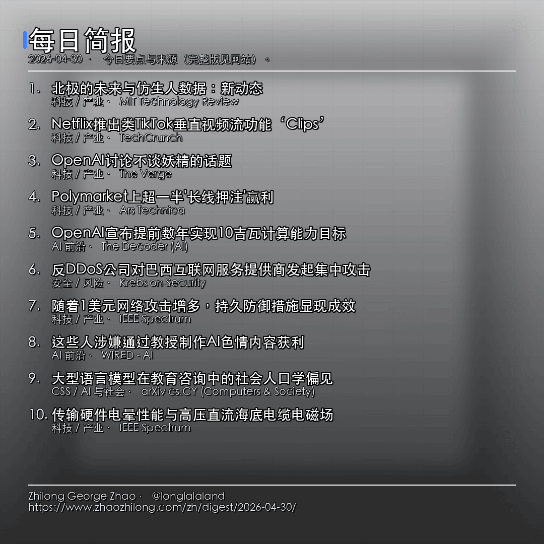 每日简报 - 2026-04-30 — 新闻