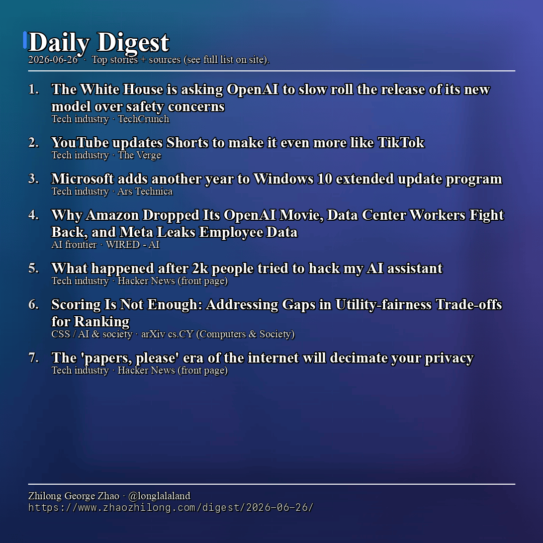 Daily Digest - 2026-06-26 — News