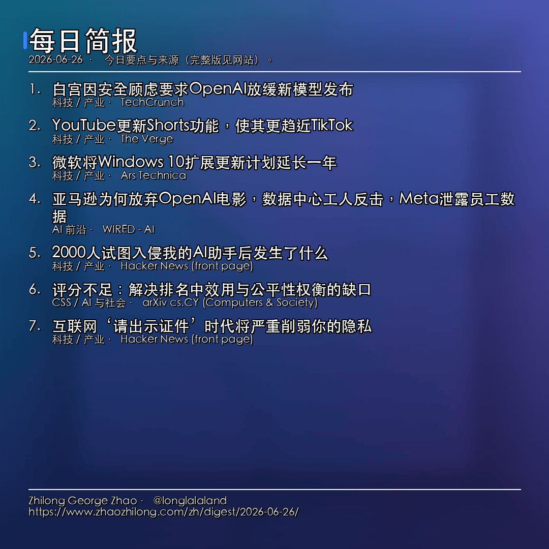 每日简报 - 2026-06-26 — 新闻